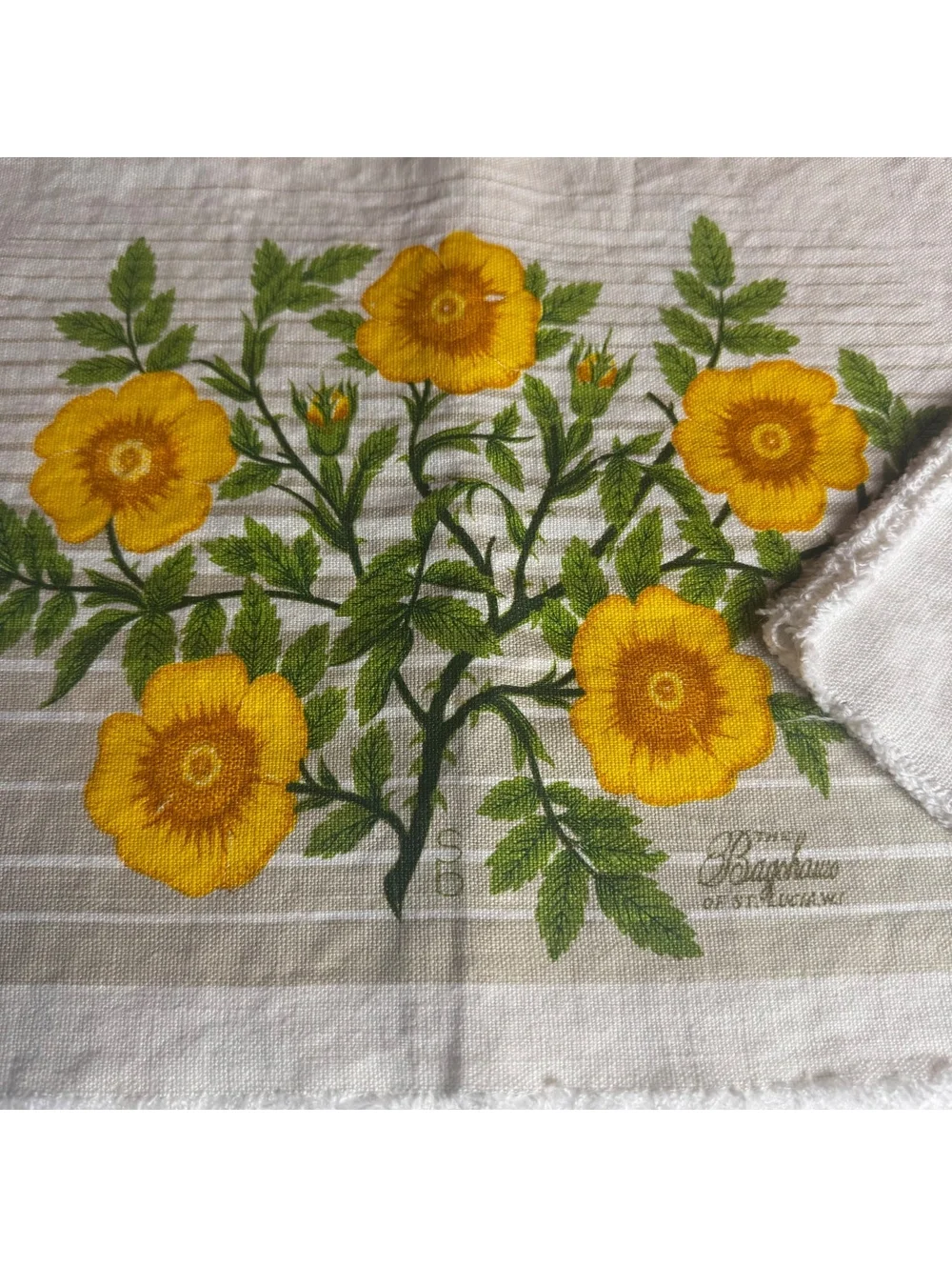 Vintage The Bradshaws of St. Lucia Set of 6 Yellow Floral Linen Placemats 12x16